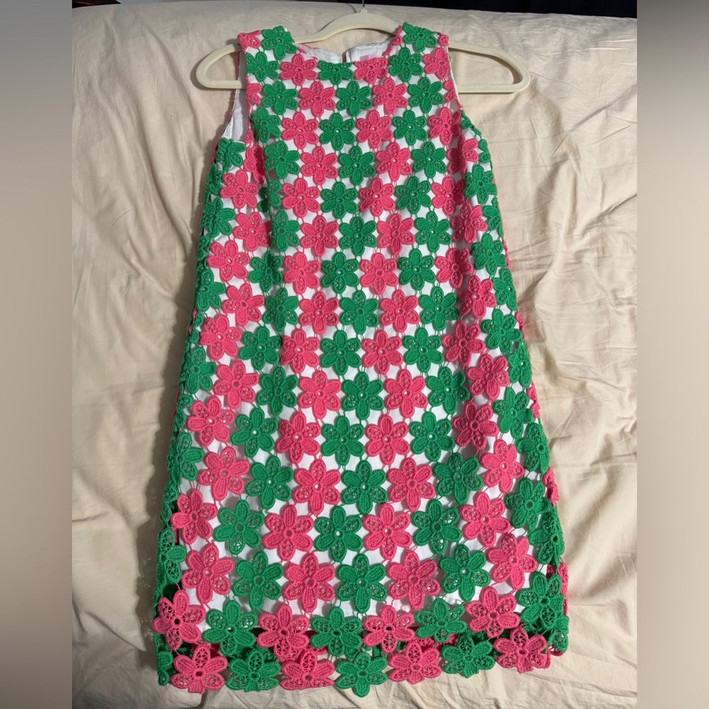 Lilly Pulitzer girls dress size 14 crochet pattern EUC